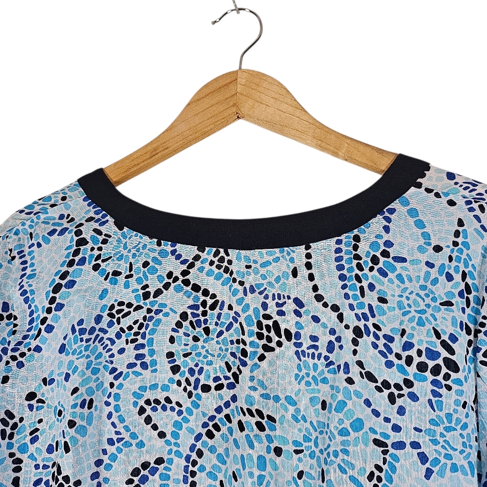 Talbots Factory Blue Mosaic Lightweight Cotton Longline Tunic Top, Size M - Picture 7 of 8
